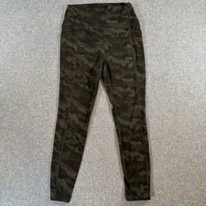 RBX Womens Camo Leggings High Waisted Yoga Pants Green Camouflage Pockets Size L
